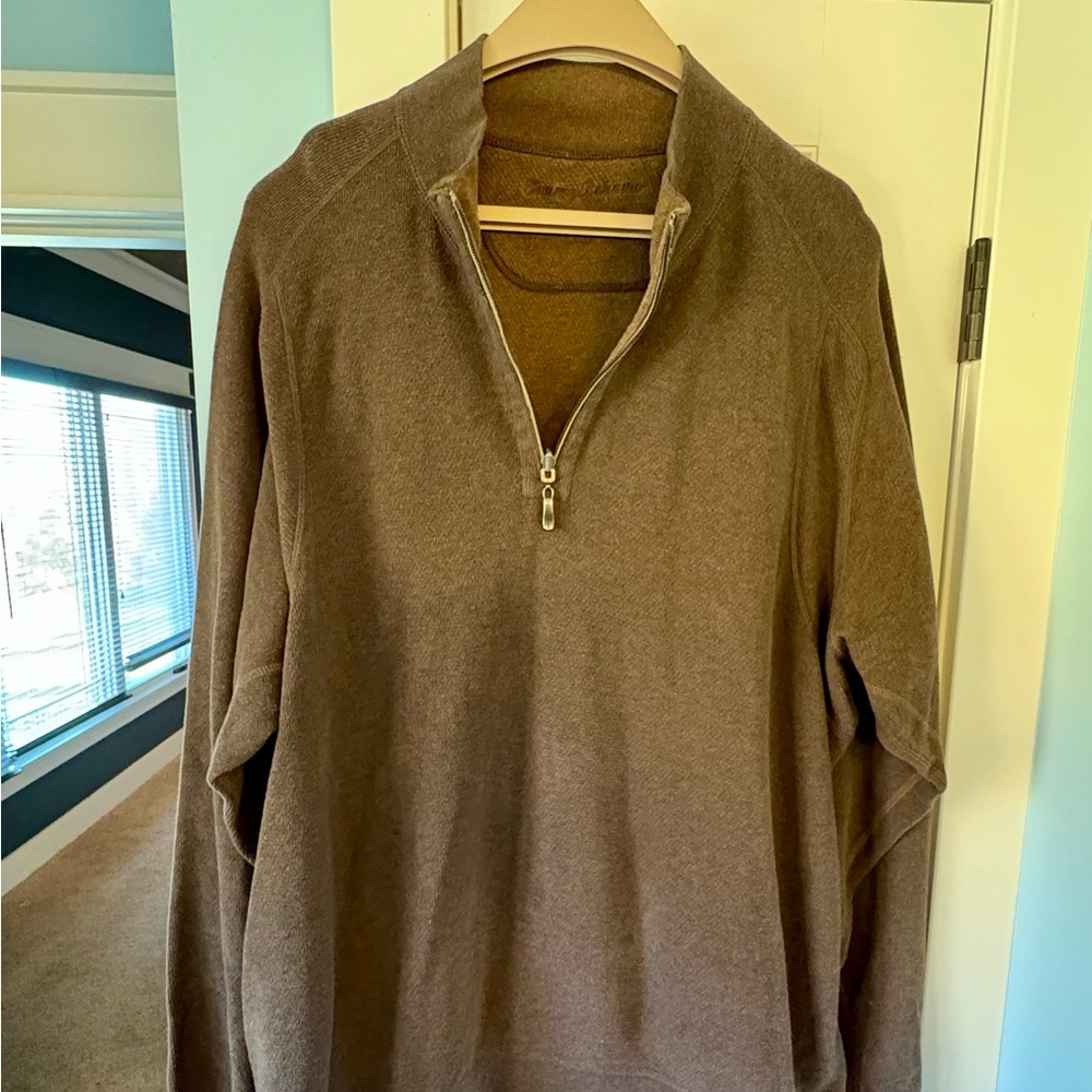 Tommy Bahama brown zip up sweater
